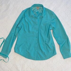 Duluth trading co Women's Teal Button-Front Long Sleeve Shirt